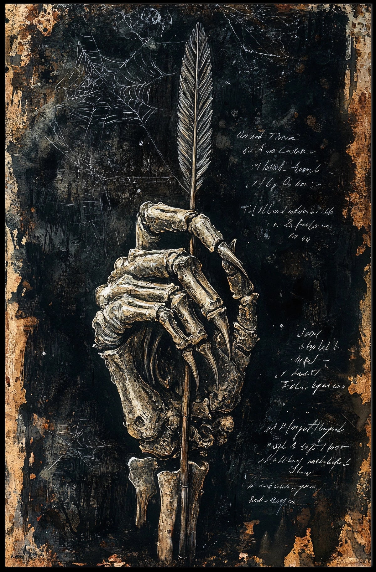 Artistic Skeletal Hand Feather Abstract, Artistic, or Pop Culture Poster