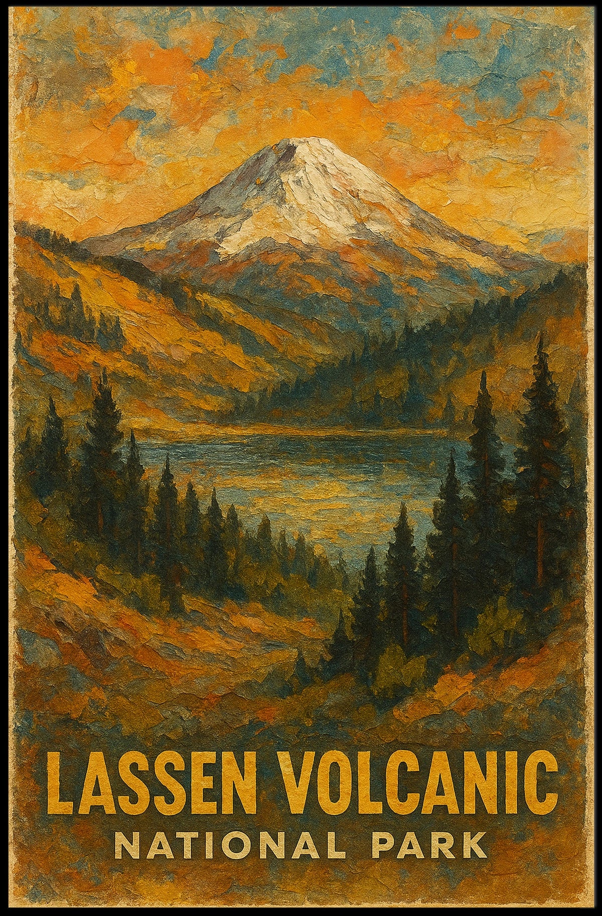 Lassen Volcanic National Park Vintage Traveler Poster
