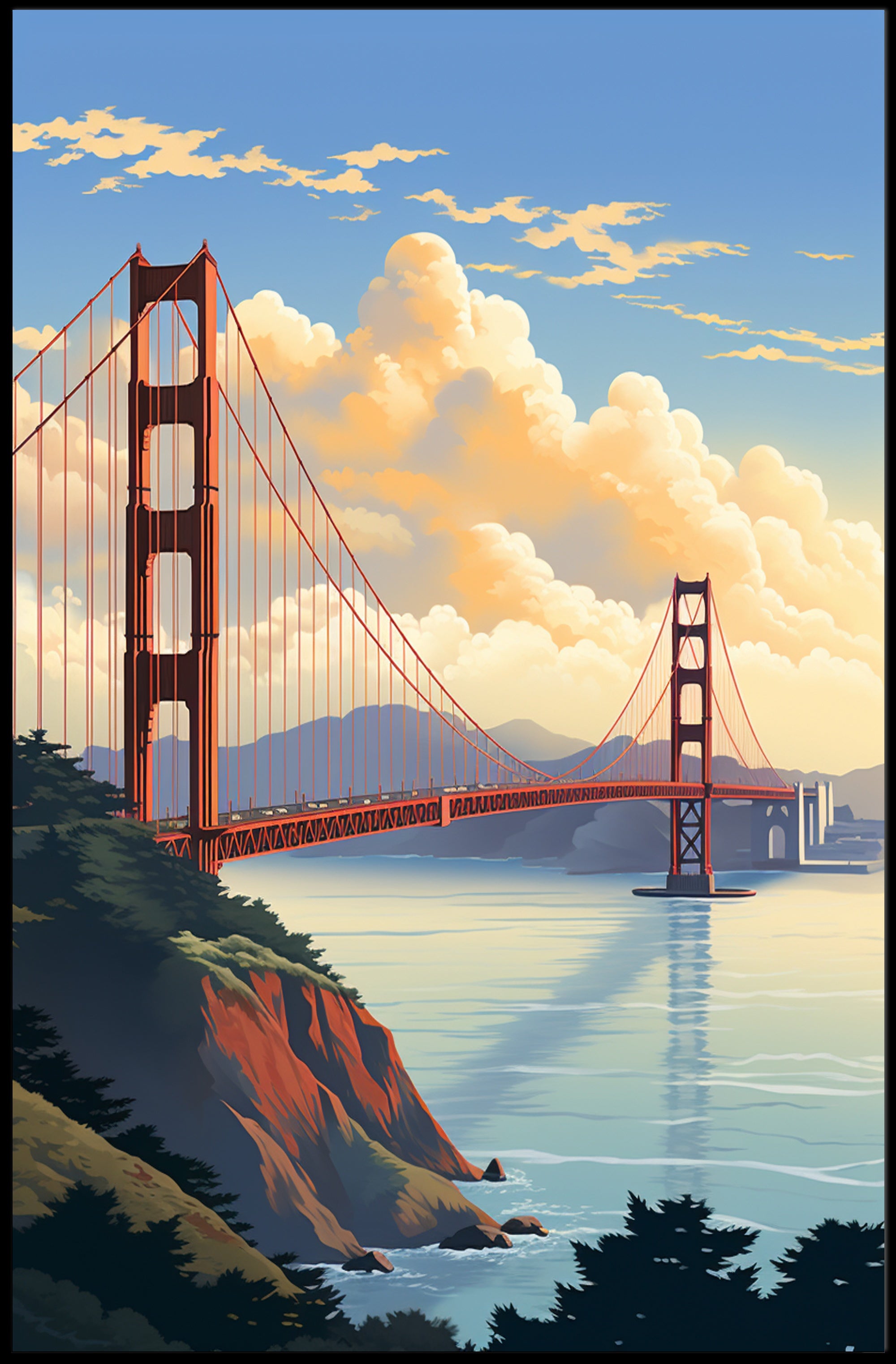 Golden Gate Bridge At Sunset Poster