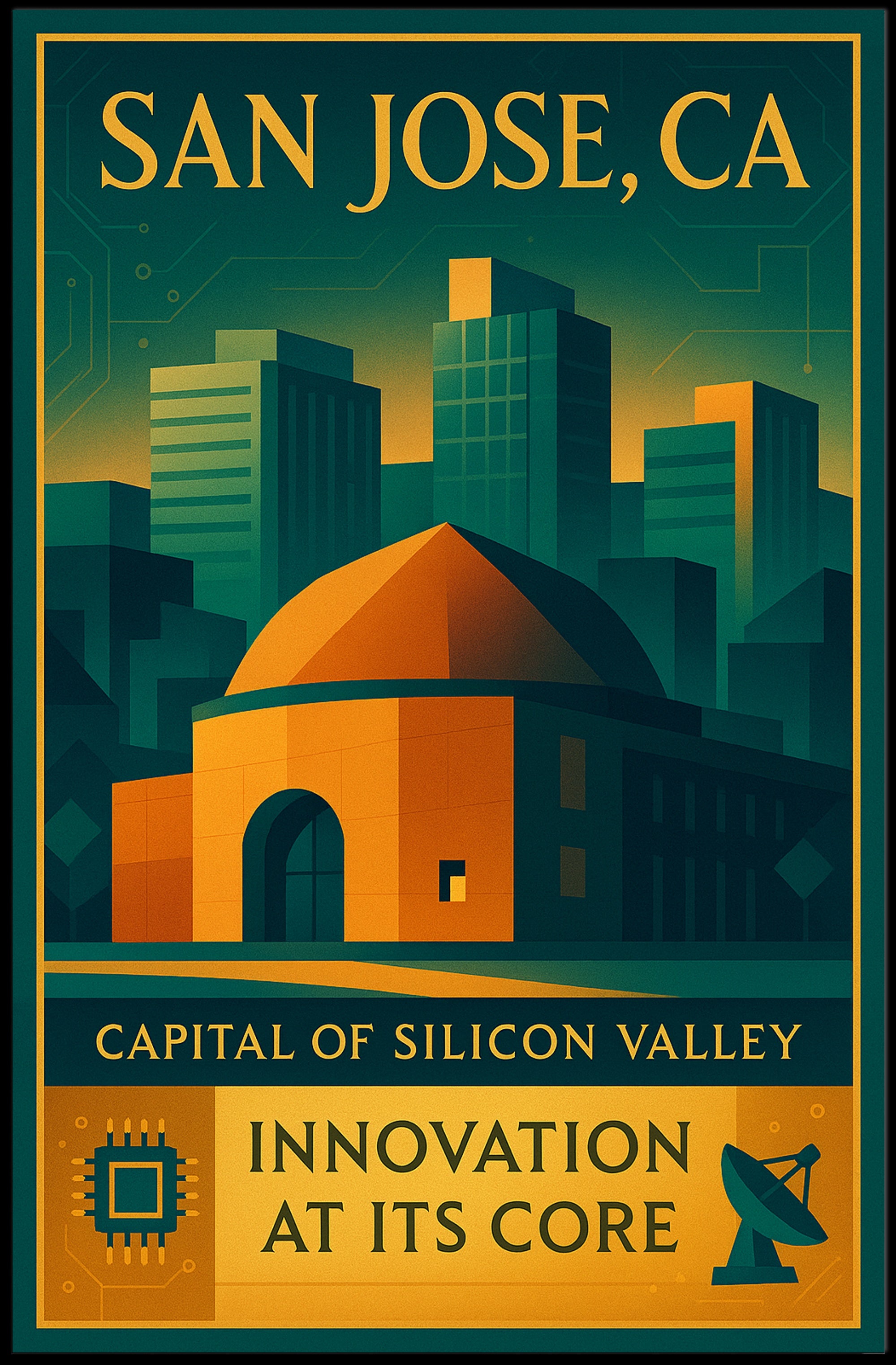 San Jose Tech Cityscape Urban or Cityscape Poster