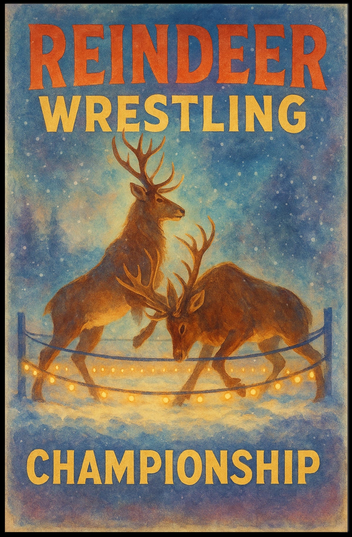 Reindeer Wrestling Championship: Enchanting Fantasy or Mythology Poster