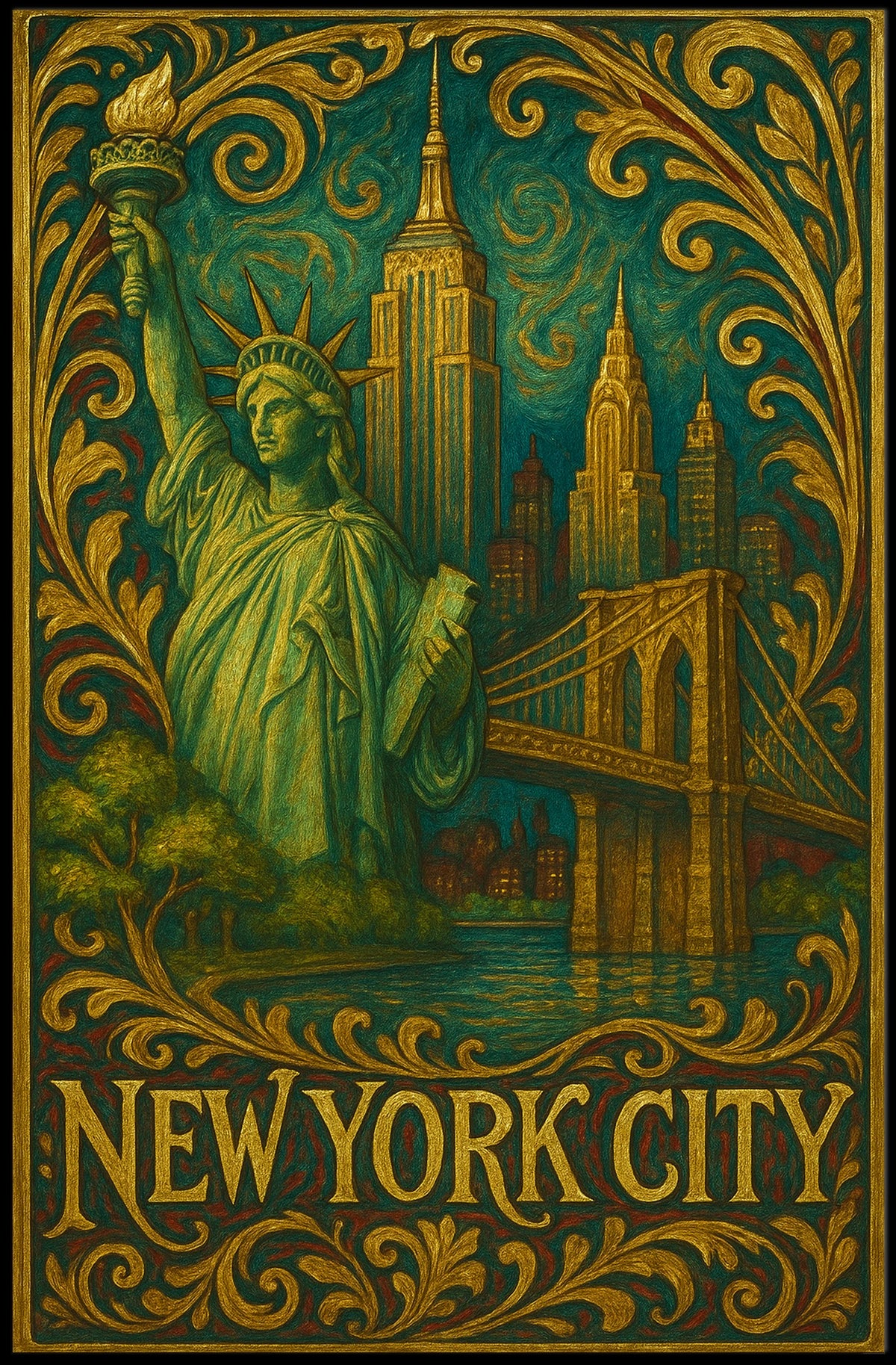 New York City Landmarks Poster Art Print Museum Quality