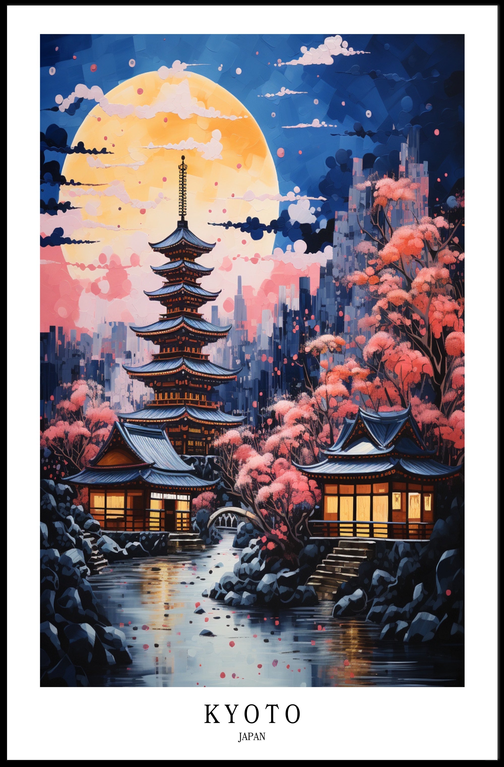 Kyoto Nightscape: Tranquil Beauty Cultural or Heritage Poster PosterGoat
