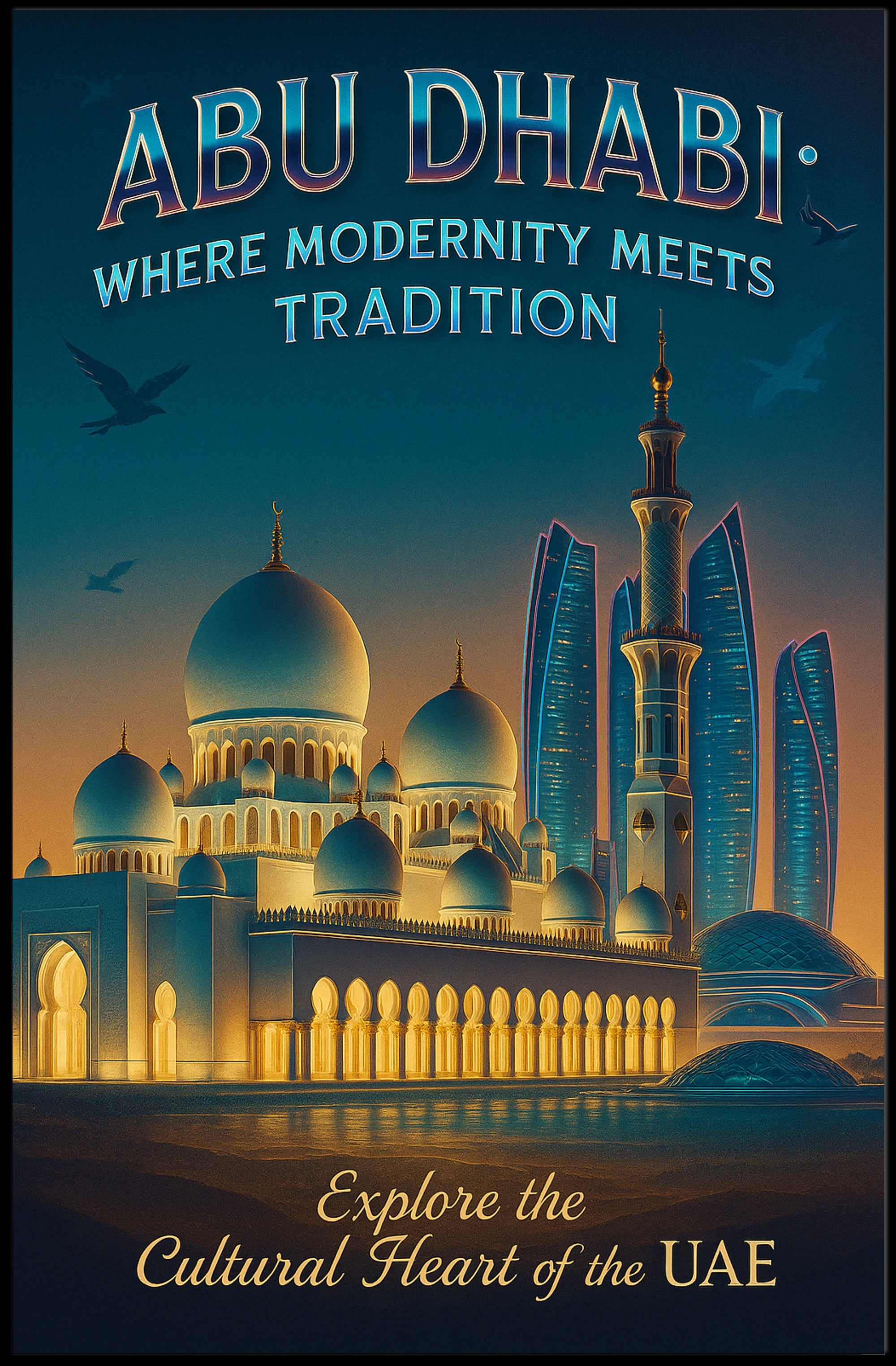 Abu Dhabi Modernity Meets Tradition Travel Poster