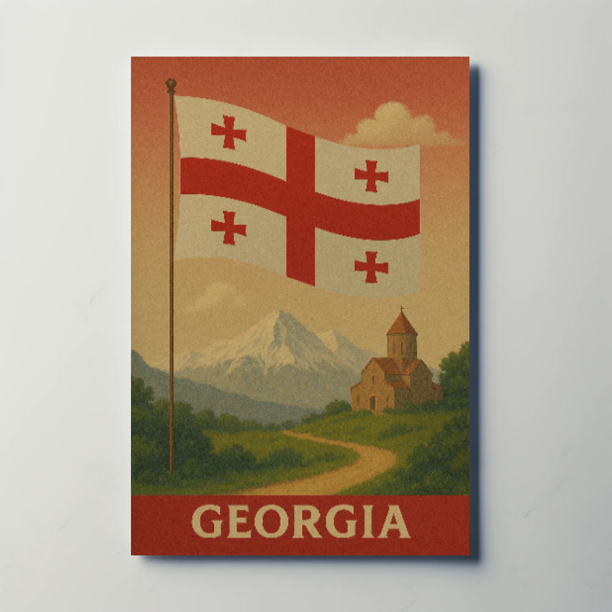 Vintage Georgia Travel Art: Cultural Heritage Travel Poster