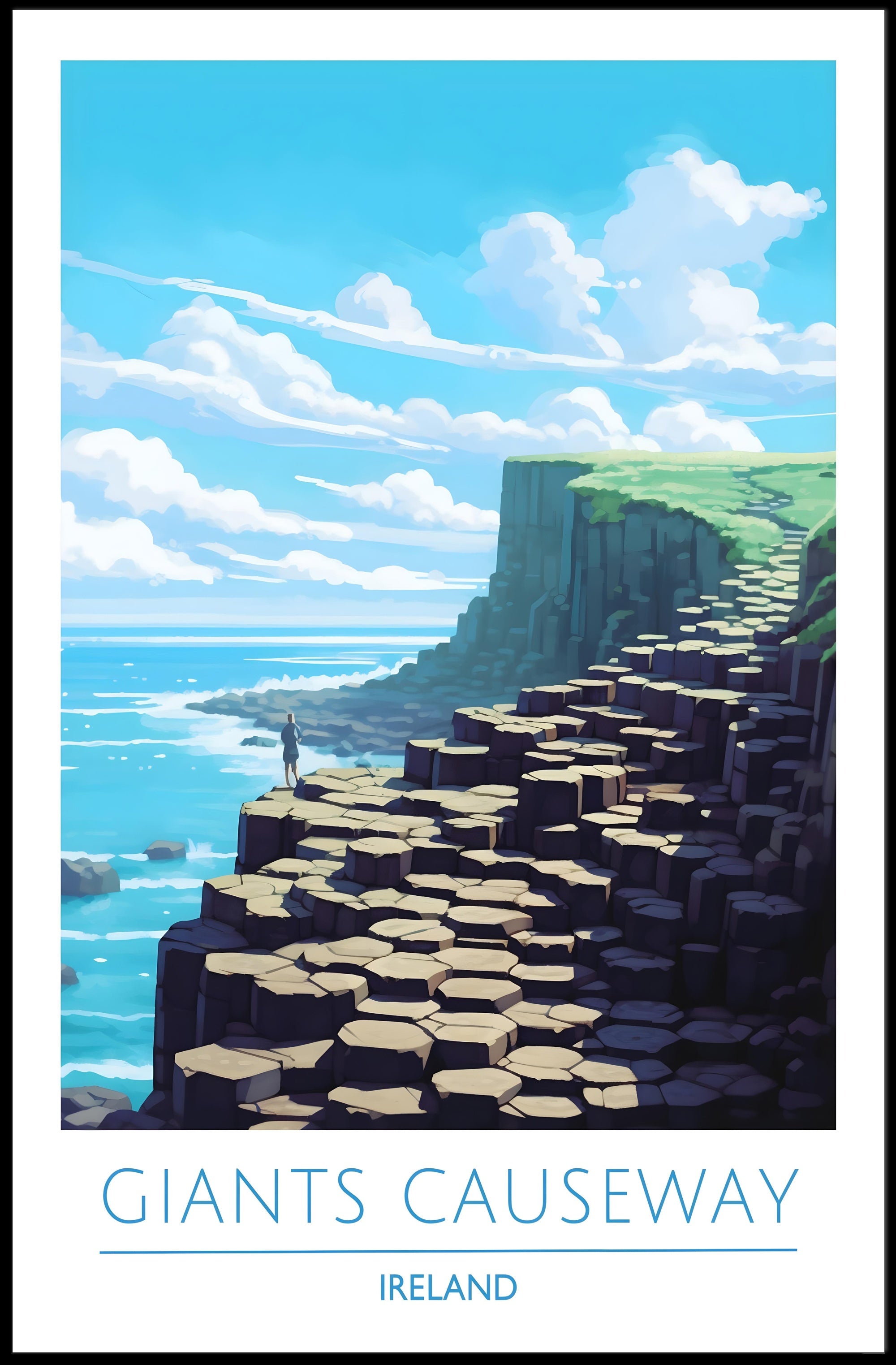 Giants Causeway Illustration Poster