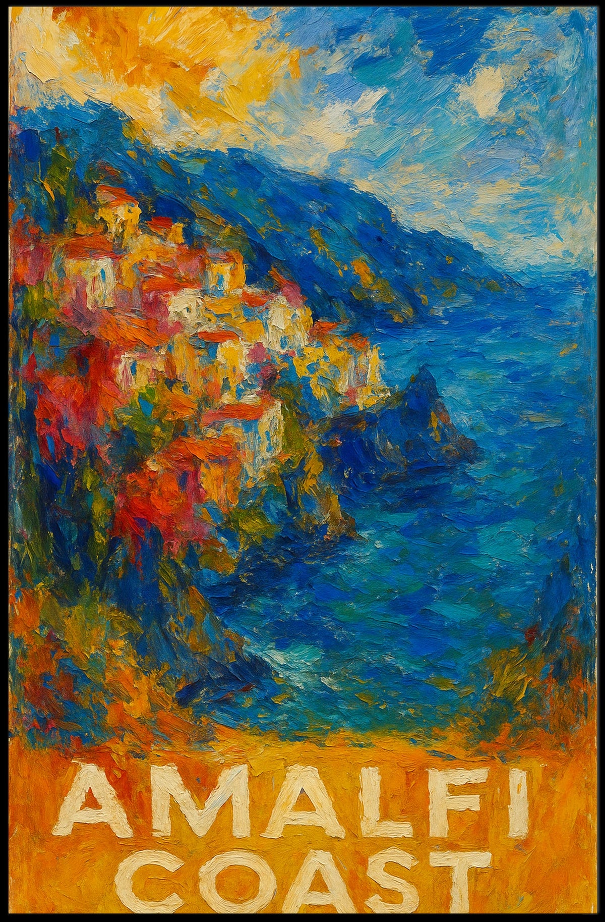 Amalfi Coast Poster Wall Art Coastal Decor Gift Idea