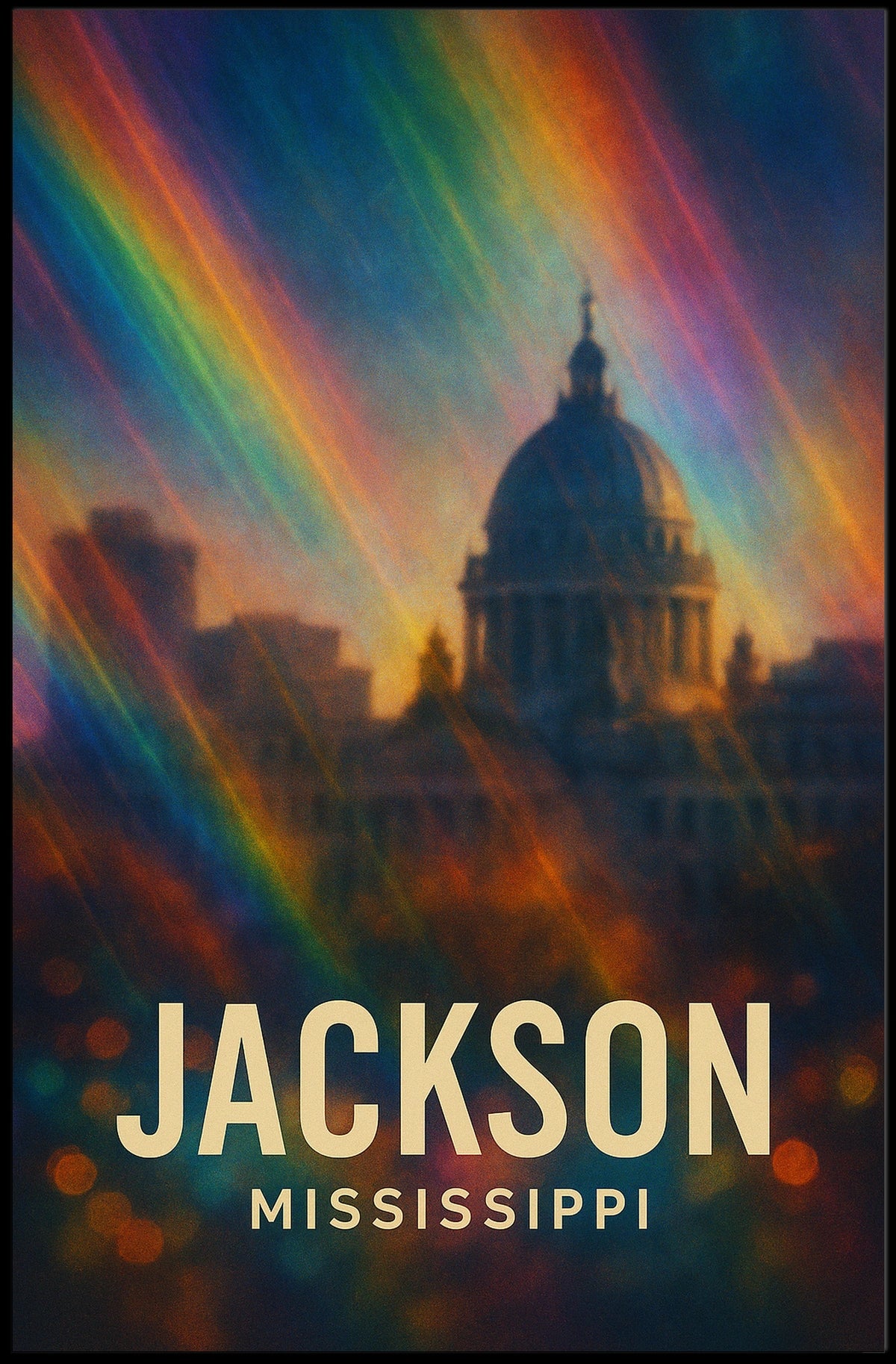 Jackson Mississippi Skyline Photography Realism Wanderlust Decor Timeless Heritage Cityscape Poster