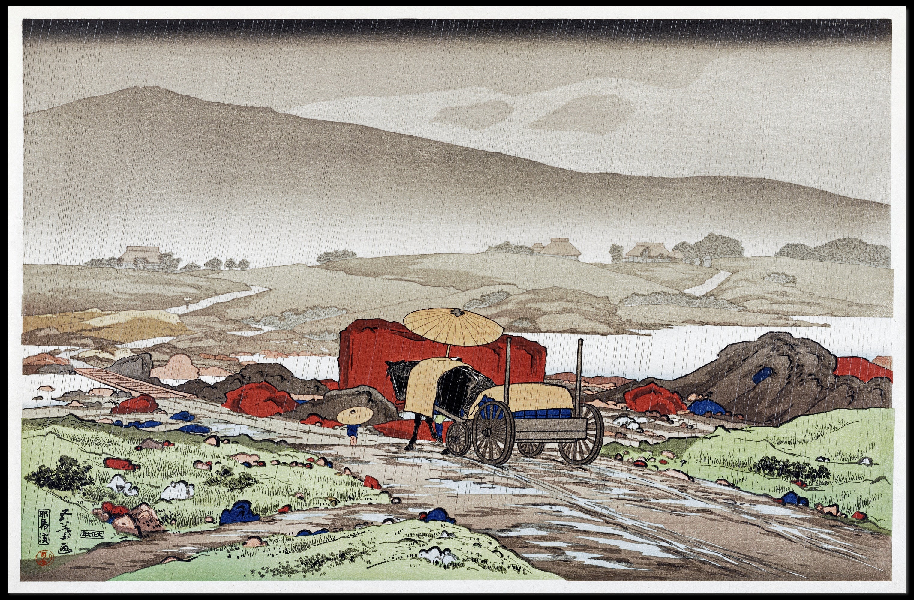 Serene Edo-Period Landscape Art Poster: Cultural or Heritage Poster