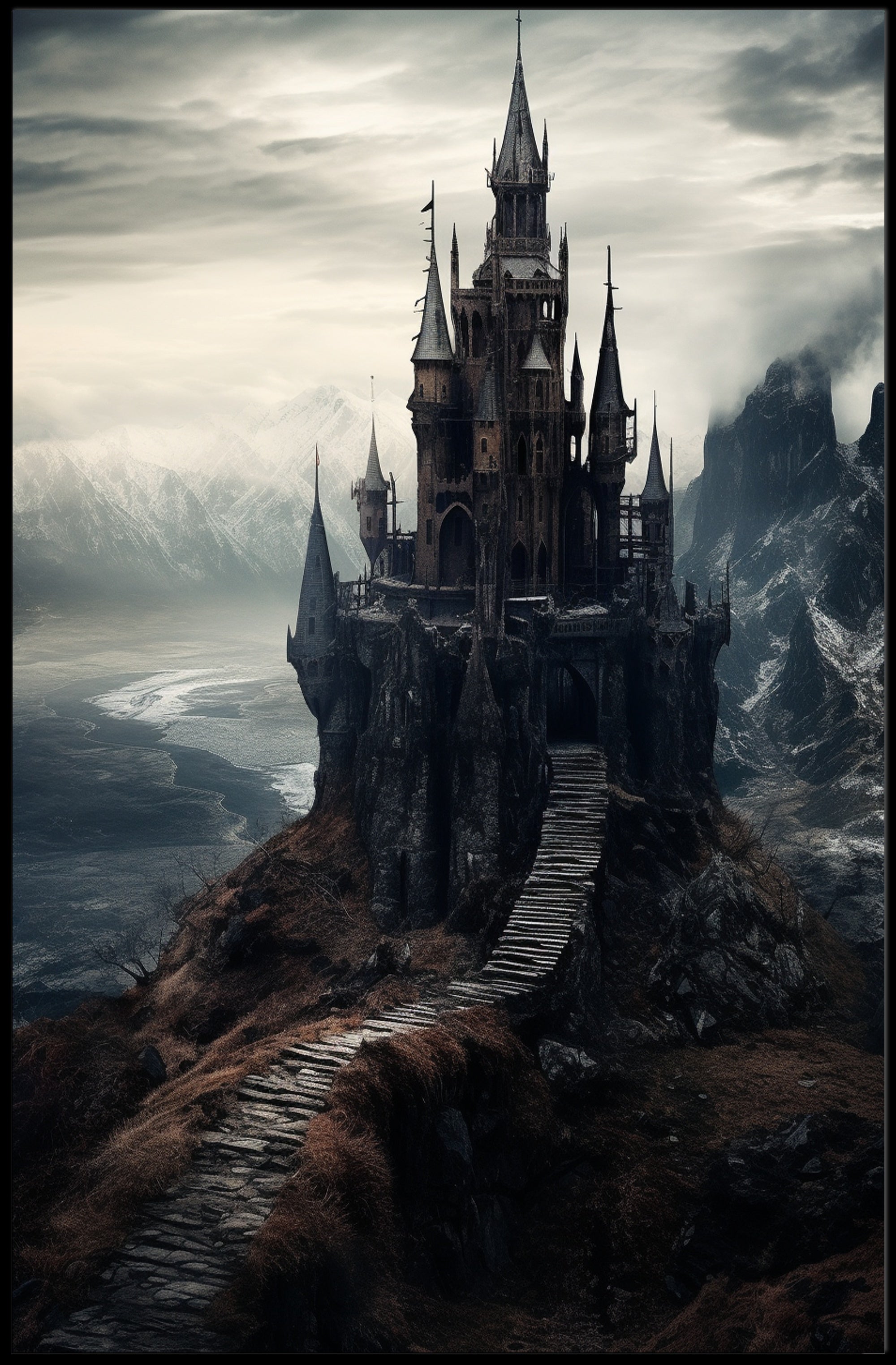 Enchanted Castle On A Cliff Poster