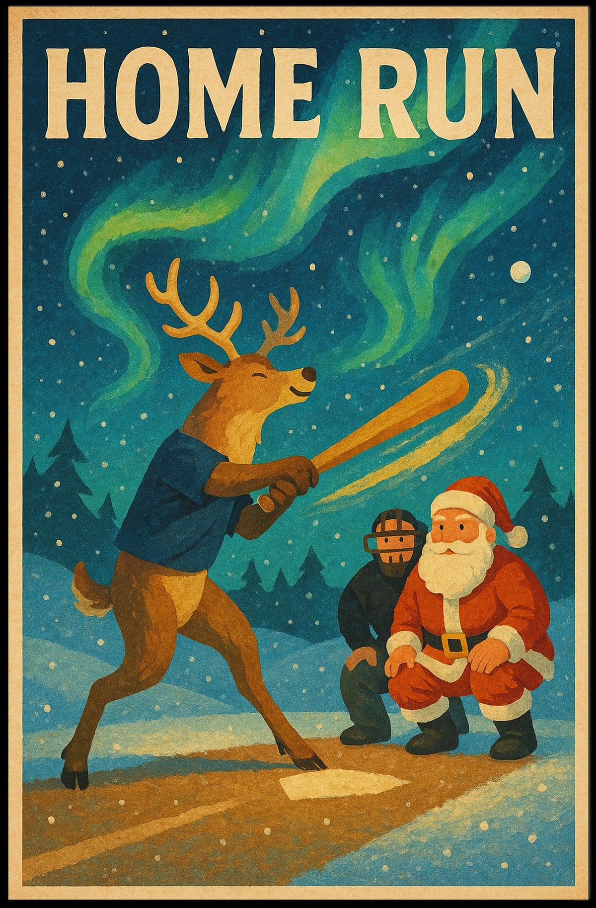 Holiday Baseball Reindeer: A Unique Sports Poster