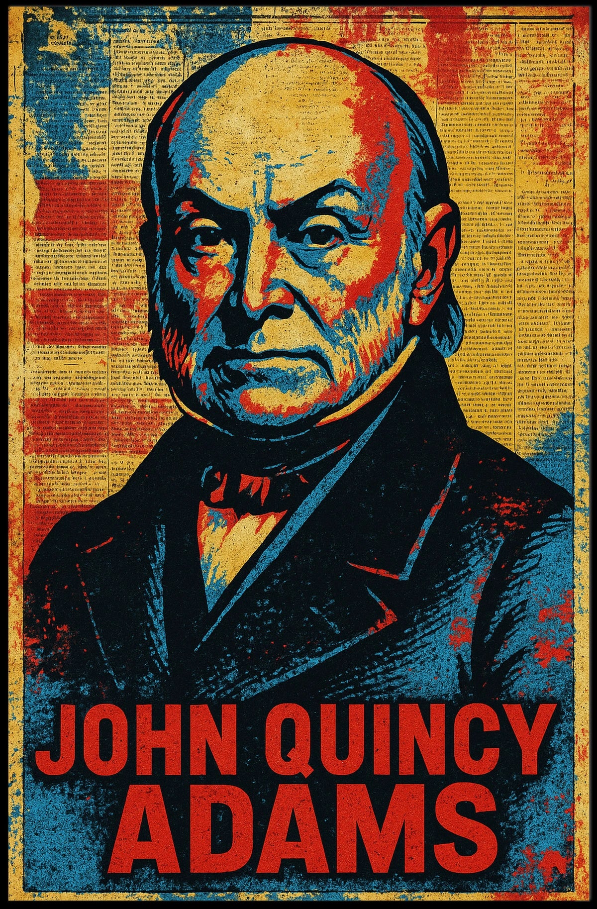 John Quincy Adams 6th President of the United States Street Art Mashup Poster