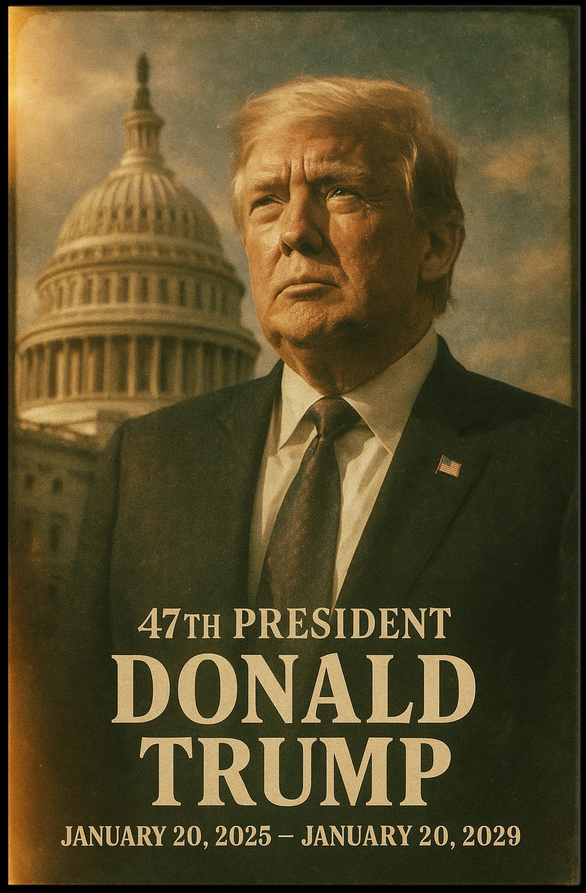 Donald Trump Visionary Amidst Historical Echoes Poster