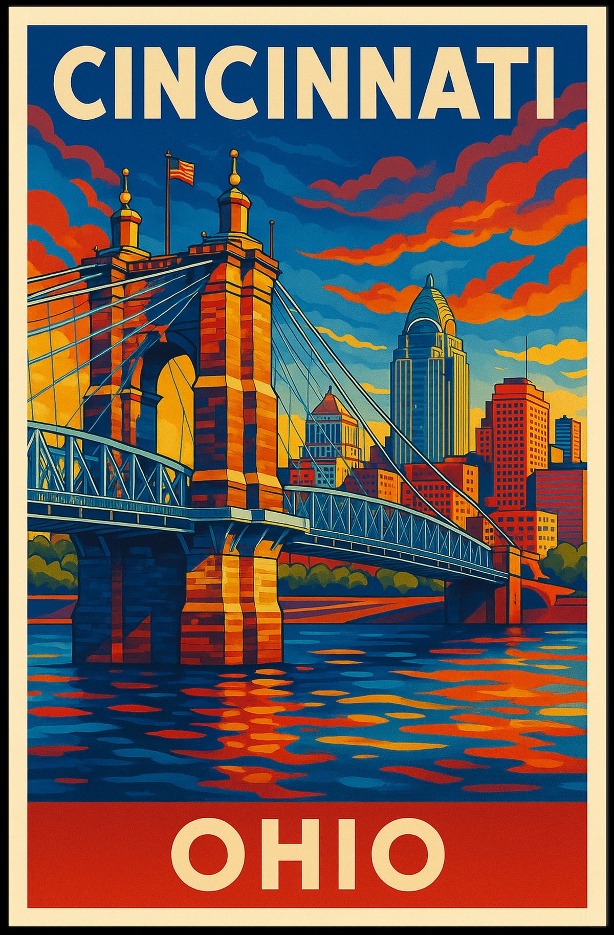 Cincinnati Skyline Art Poster