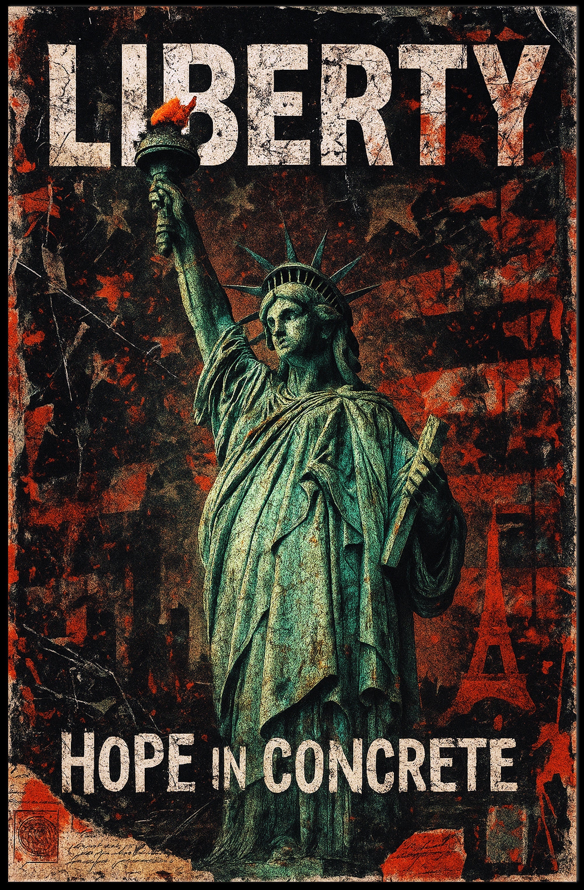 Statue of Liberty Grunge Art Political or Propaganda Poster