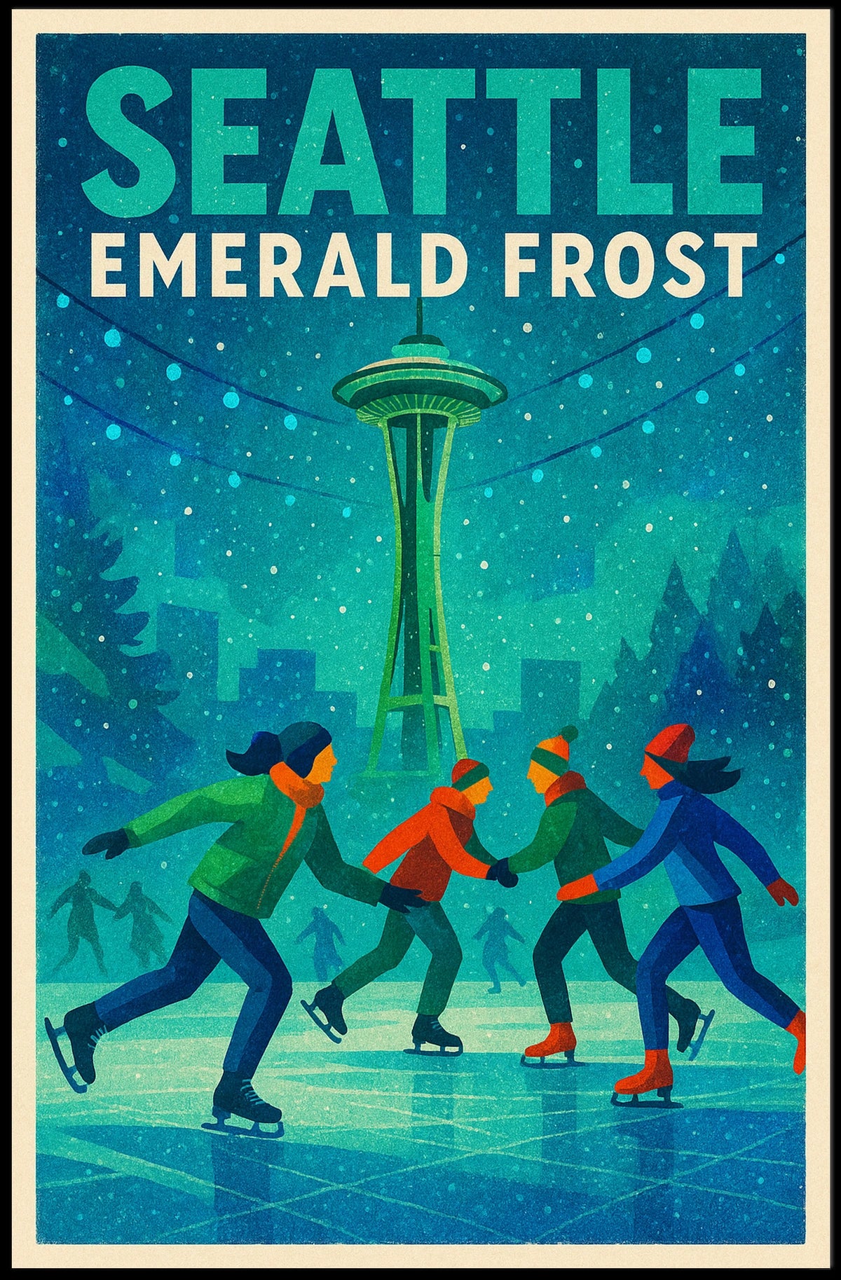 Seattle Emerald Frost Poster