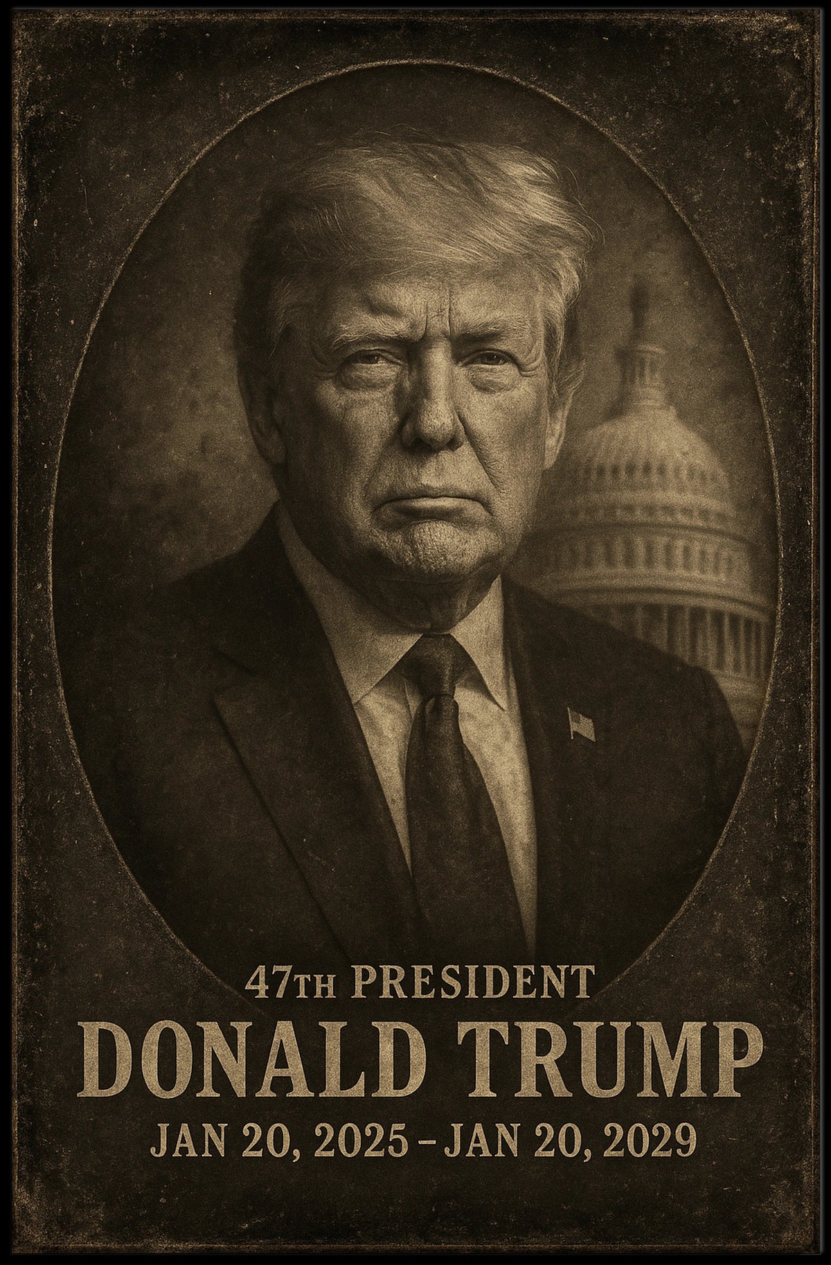 Trump 47th Presidency Portrait Patriotic Poster