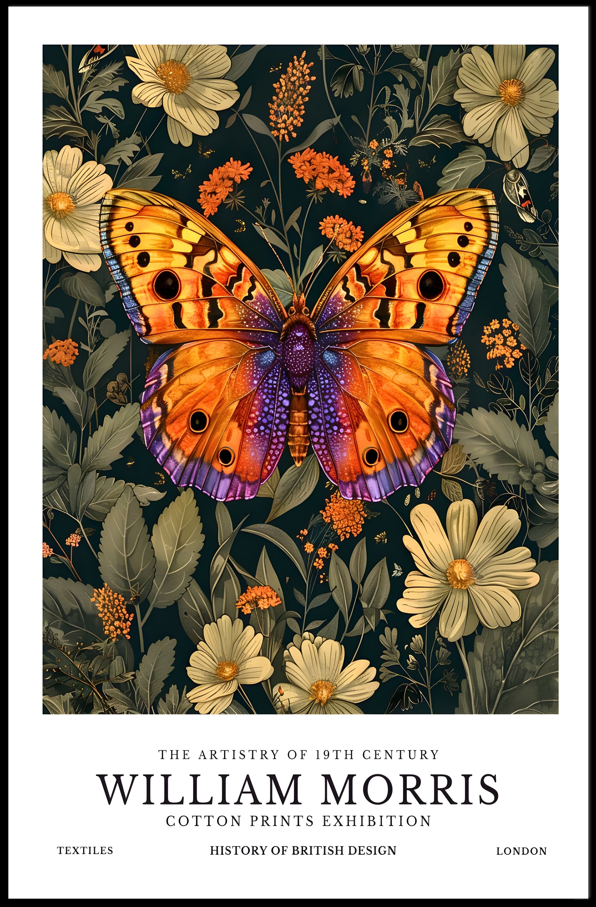 William Morris Butterfly Botanical Heritage Artistic Poster