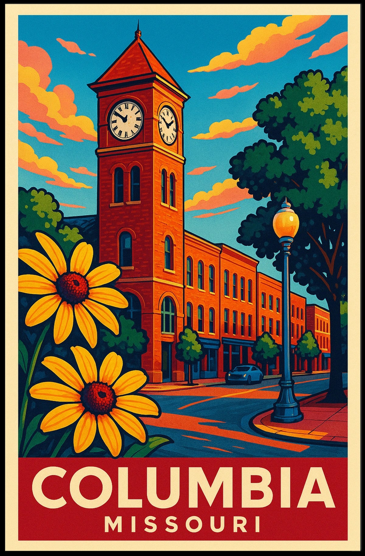 Columbia, Missouri A Vibrant Cityscape Poster