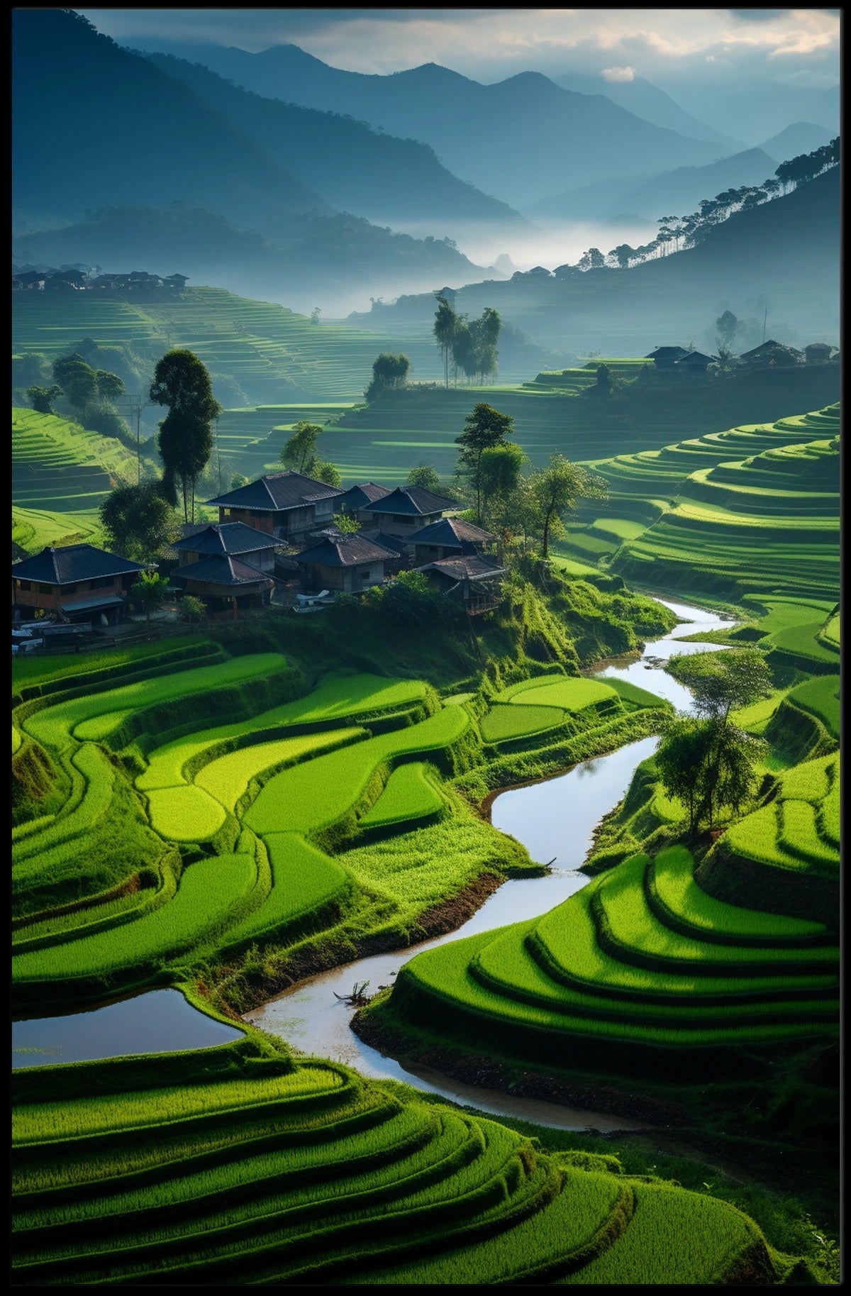 Serene Terraced Landscapes Poster