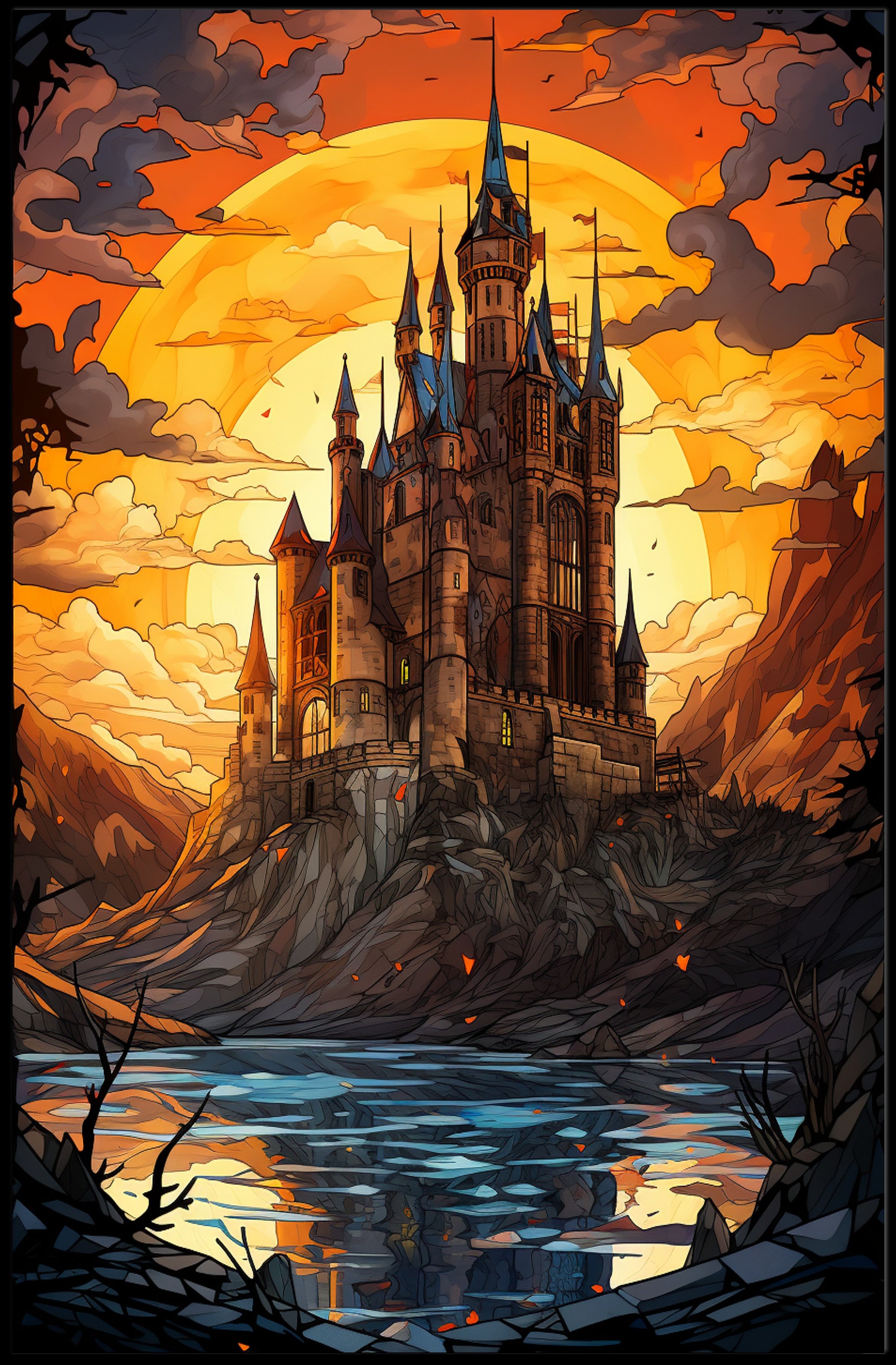 Enchanted Castle At Sunset Poster