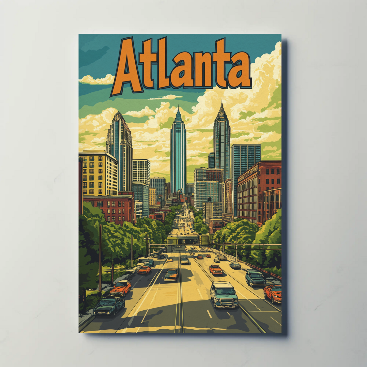 Atlanta Georgia Skyline Vintage Poster