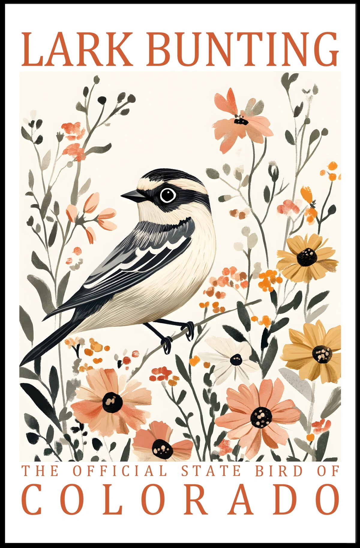 Lark Bunting Elegance: Colorado's State Bird Poster