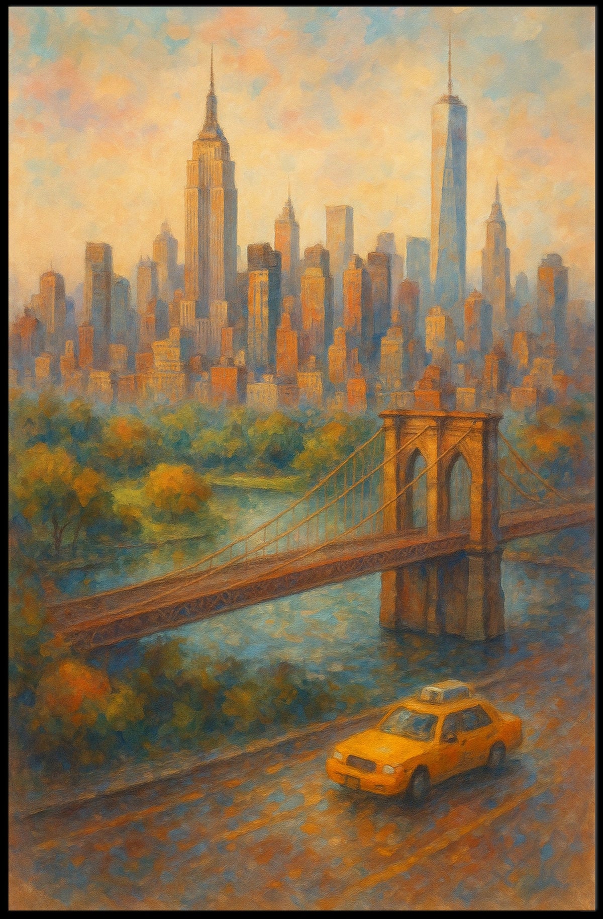 New York City Poster Modern Travel Skyline Wall Art