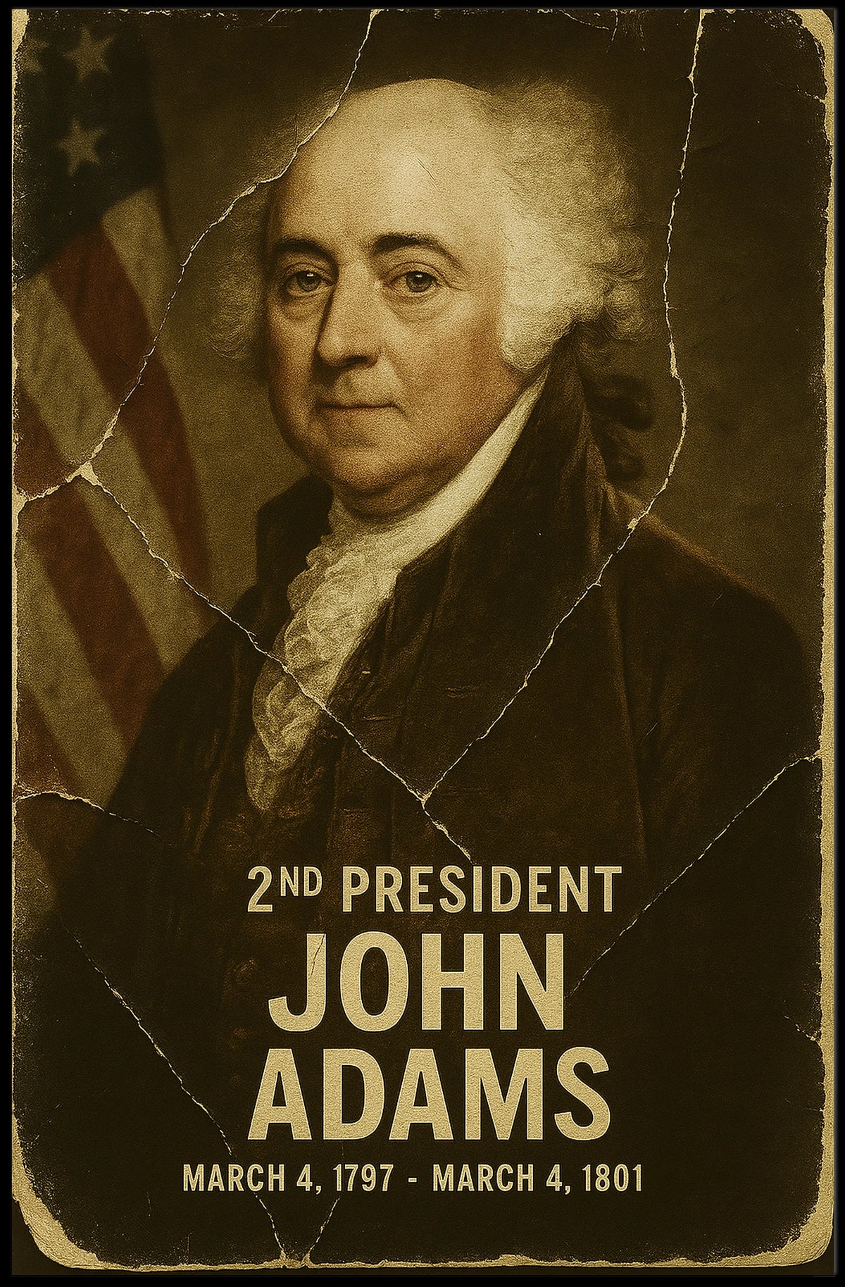 John Adams 2nd President of the United States Damaged Photograph Poster