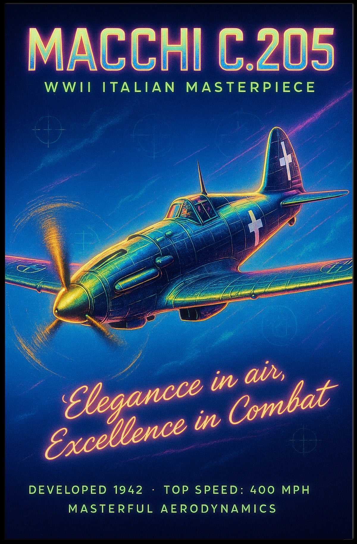 Macchi C.205 WWII Italian Masterpiece Poster