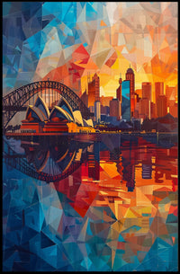 Sydney Opera House Mosaic Art Poster Vibrant Colors