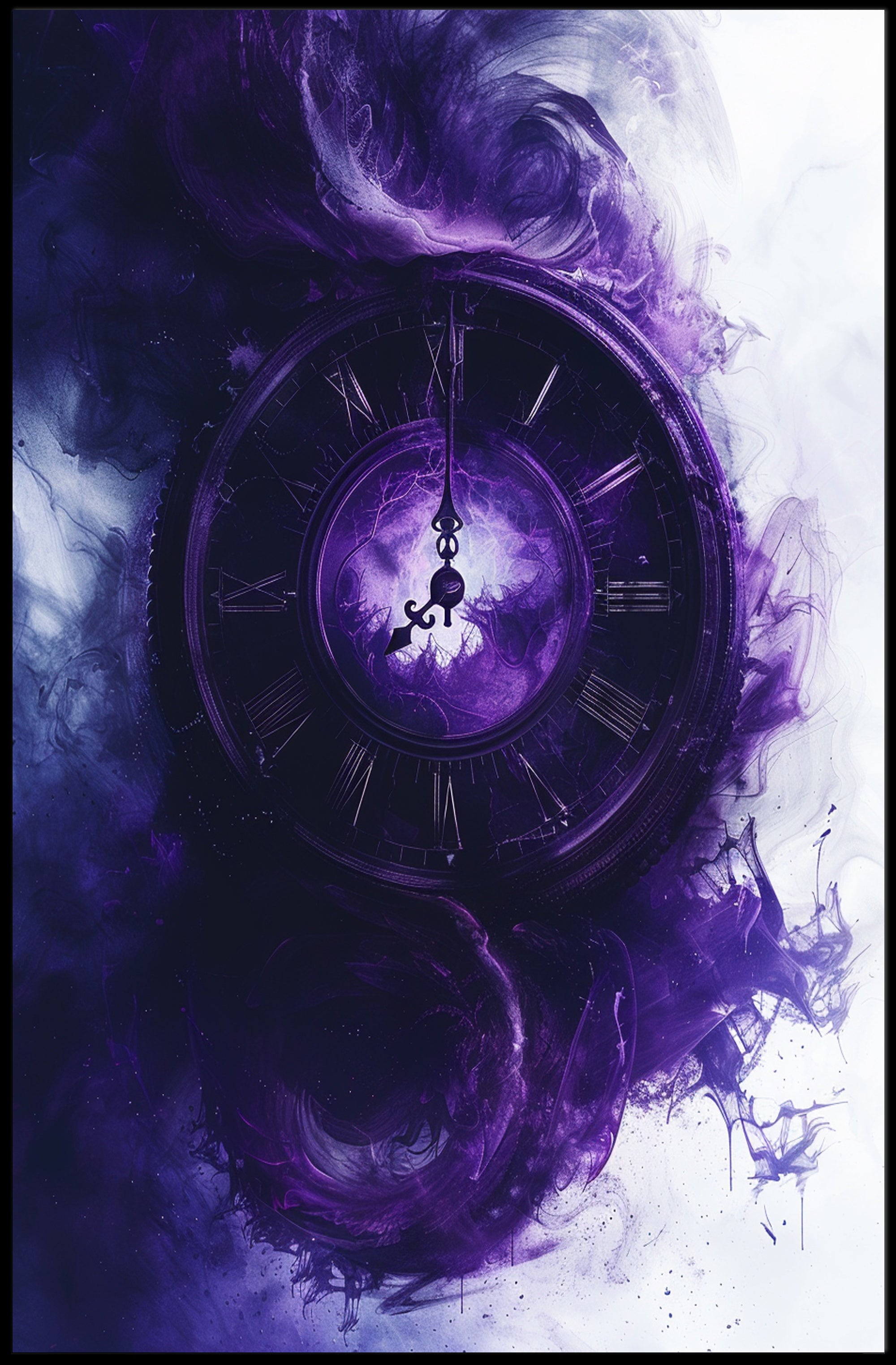 Mystical Clock in Ethereal Clouds Fantasy or Mythology Poster PosterGoat