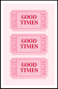 Good Times Nostalgic Pink Tickets Pop Culture Poster PosterGoat