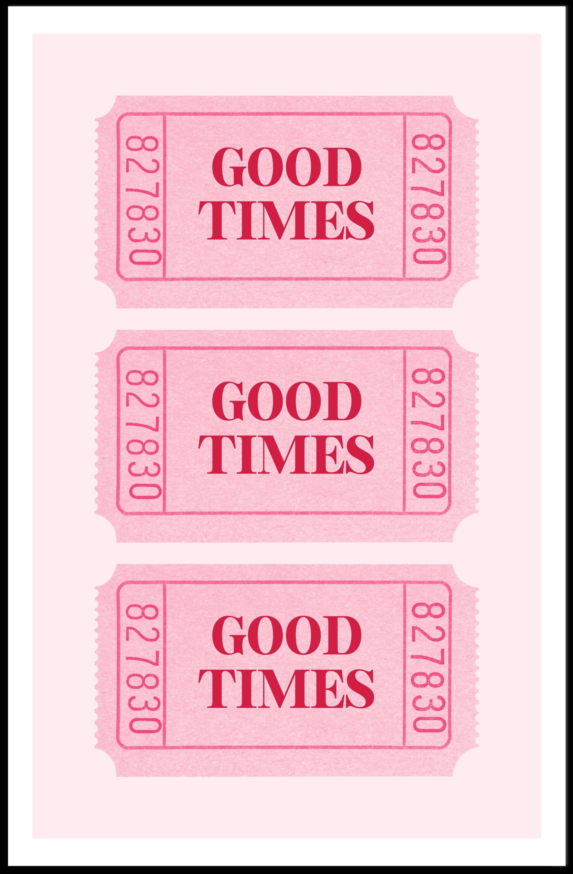 Good Times Nostalgic Pink Tickets Pop Culture Poster PosterGoat