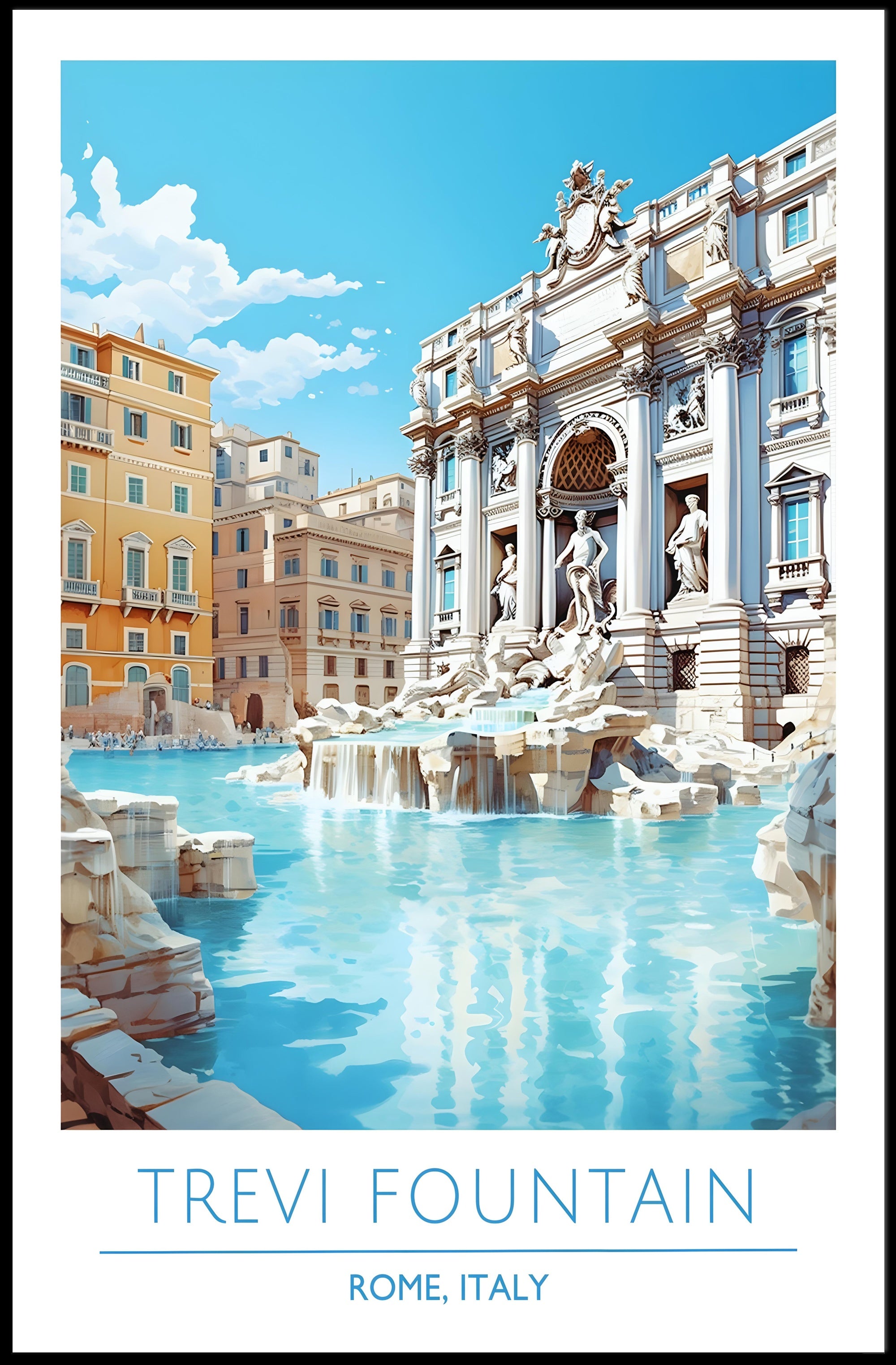 Trevi Fountain Artistry in Rome Travel Poster