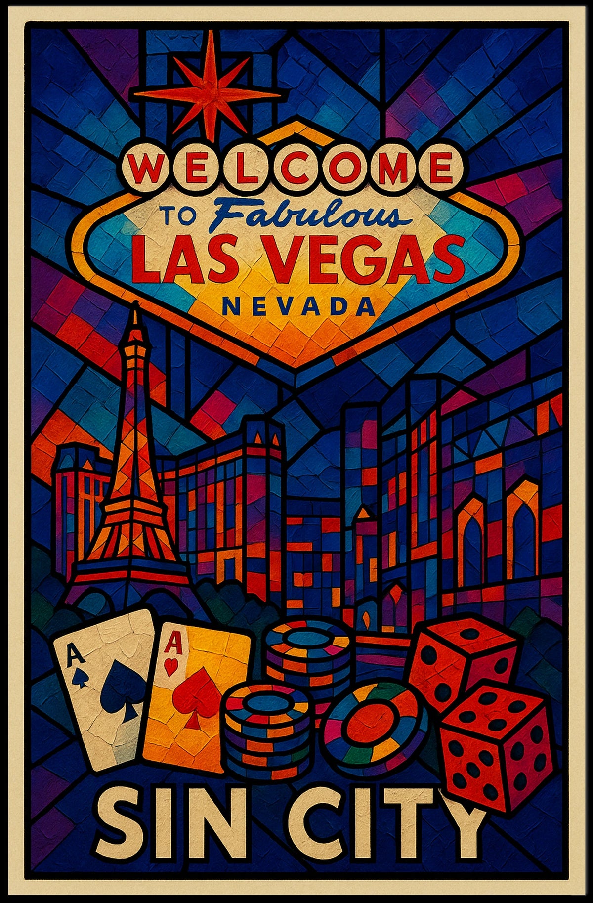 Welcome to Sin City Poster Neon Night Cityscape Urban Decor