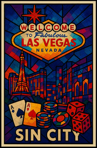 Welcome to Sin City Poster Neon Night Cityscape Urban Decor