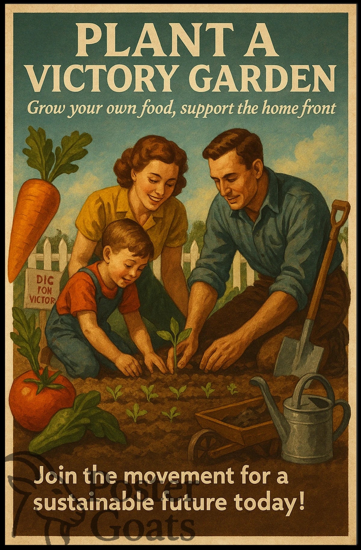 Victory Garden WWII Patriotic Community Propaganda Poster