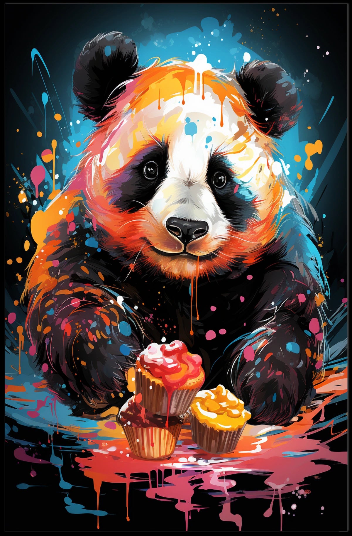 Colorful Panda Delight Poster