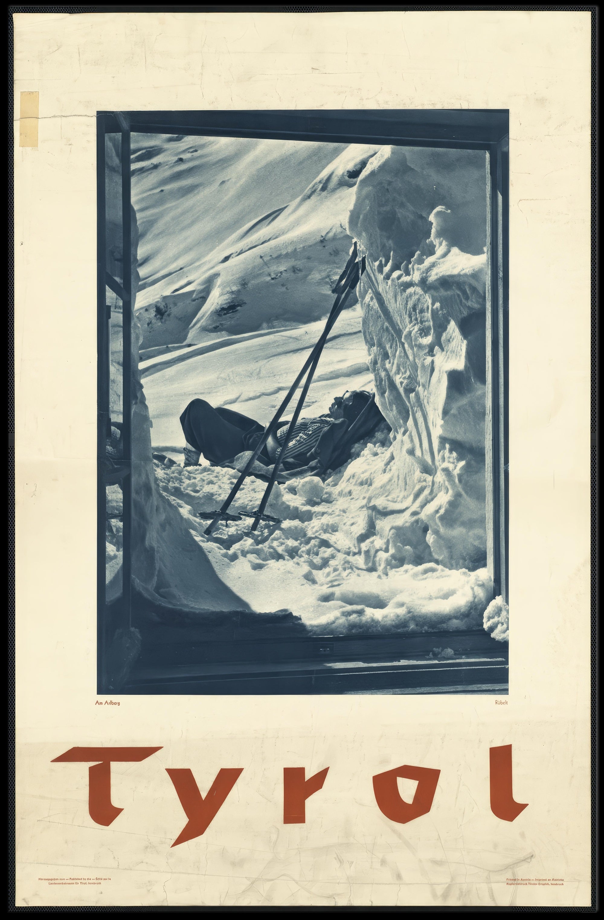 Tyrol Alpine Winter Adventure Monochrome Travel Poster PosterGoat