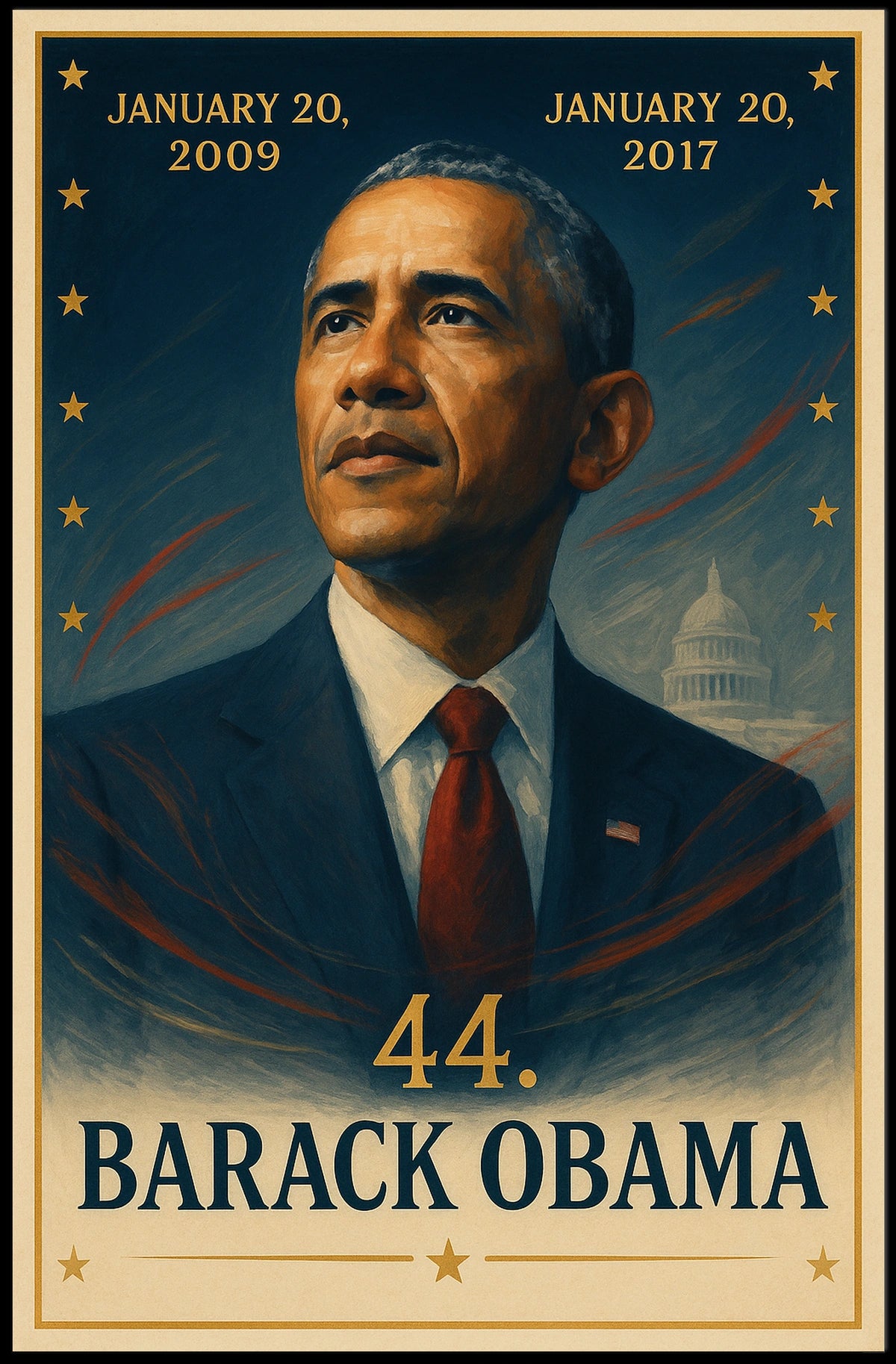 Barack Obama Stylized Portrait Historical or Presidential Poster