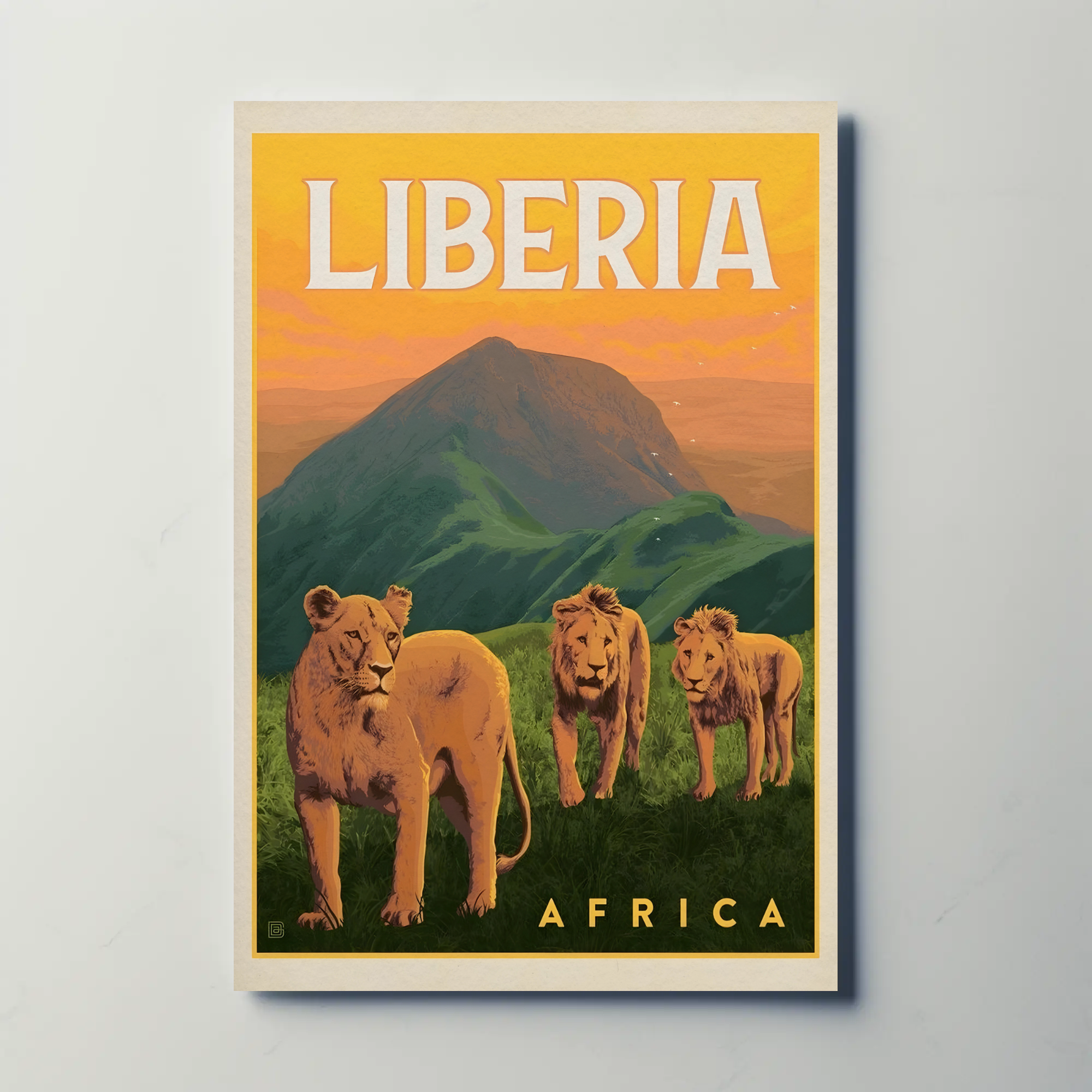Liberia Wildlife Adventure Vintage Travel Poster