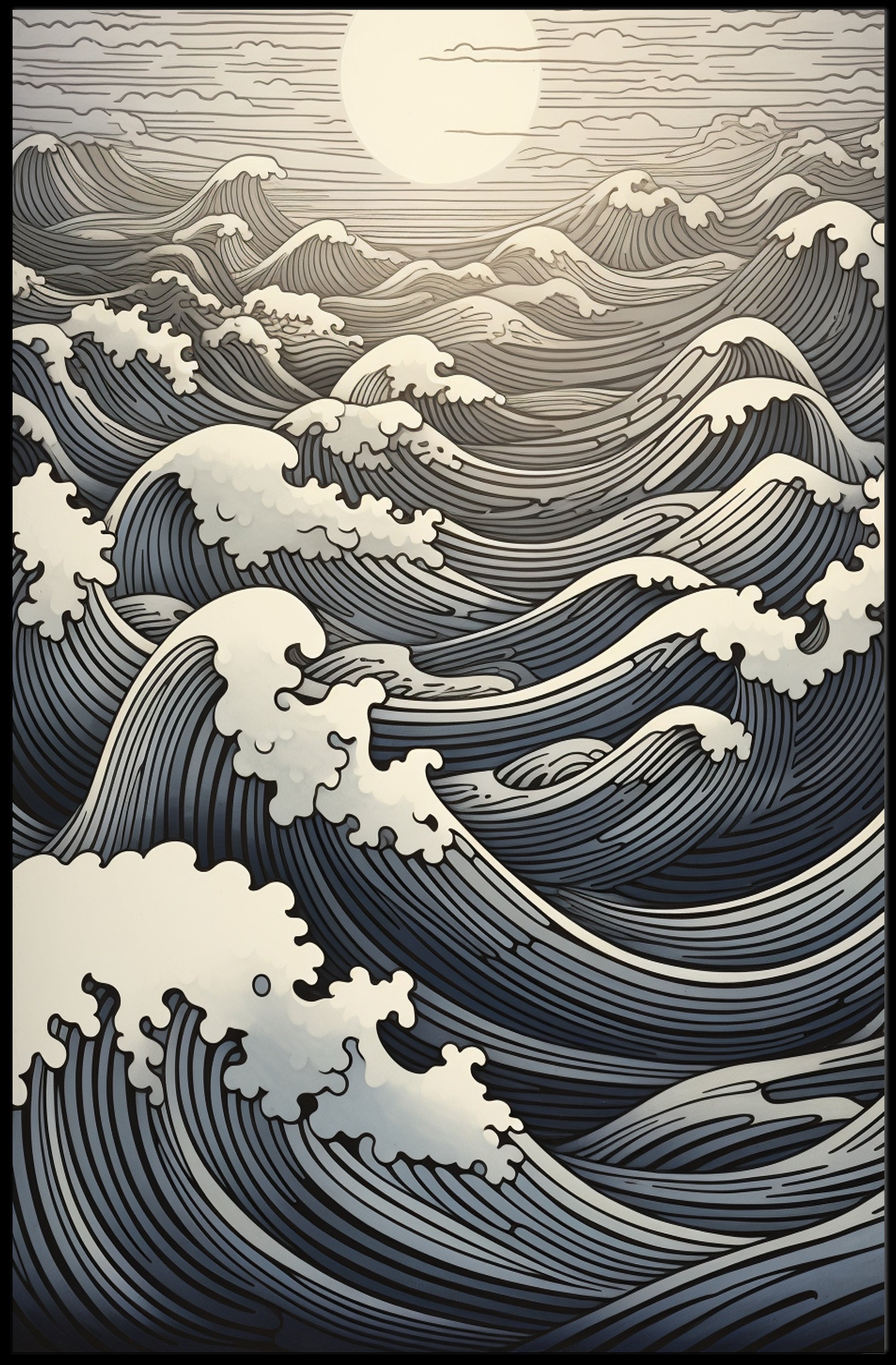Ocean Waves At Sunset Poster PosterGoat
