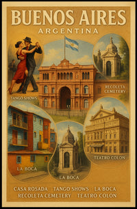 Buenos Aires Vintage Travel Poster Wall Art PosterGoat