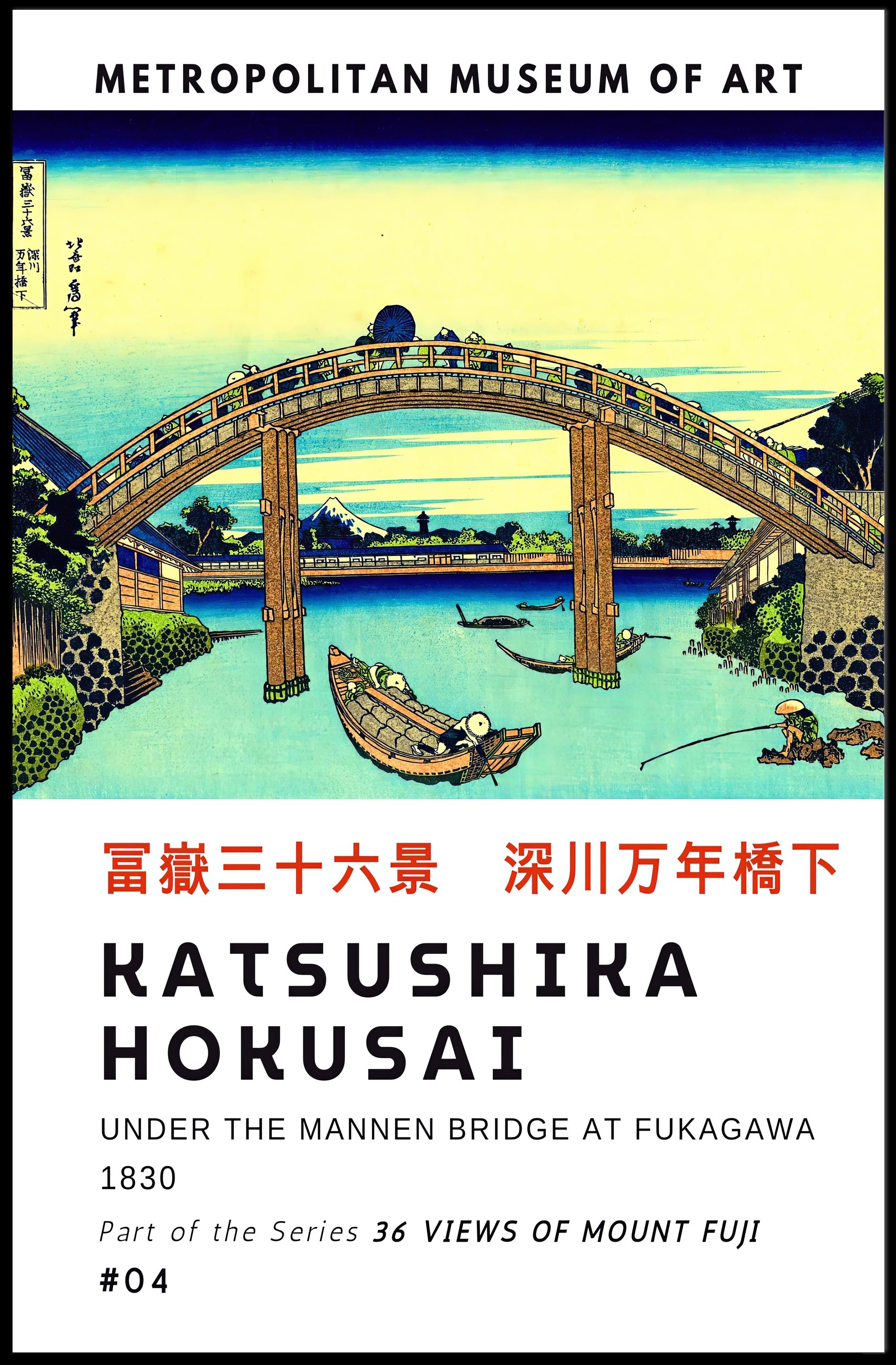 Katsushika Hokusai Under the Mannen Bridge at Fukagawa Poster