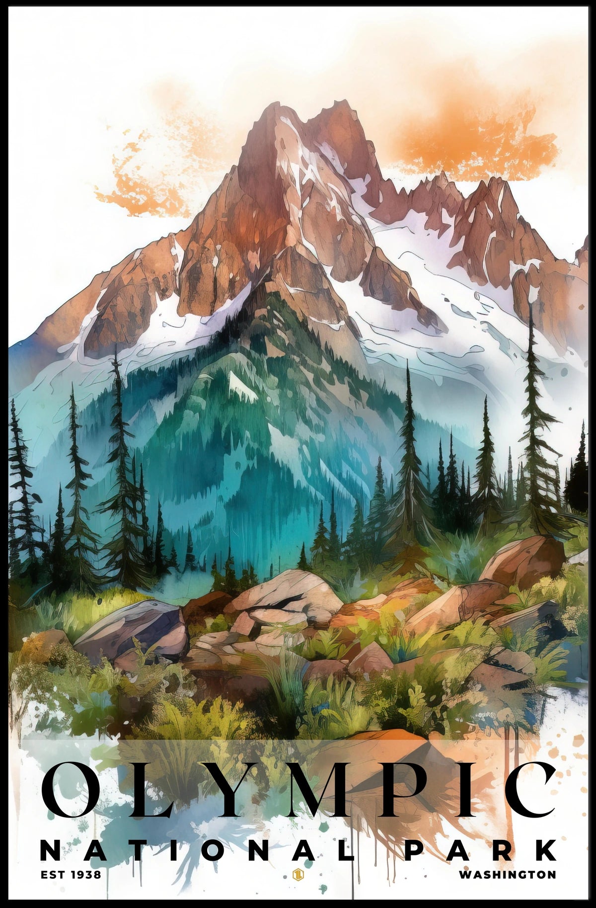 Olympic Watercolor Wall Art Poster