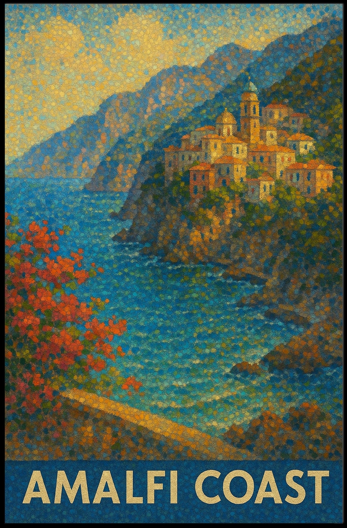 Amalfi Coast Poster 18x24 Scenic Coastal Wall Art Print