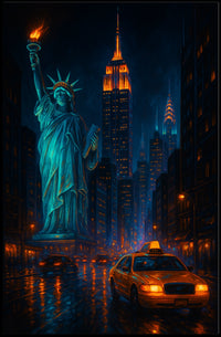 New York City Nightscape Skyline Poster Modern Wall Art