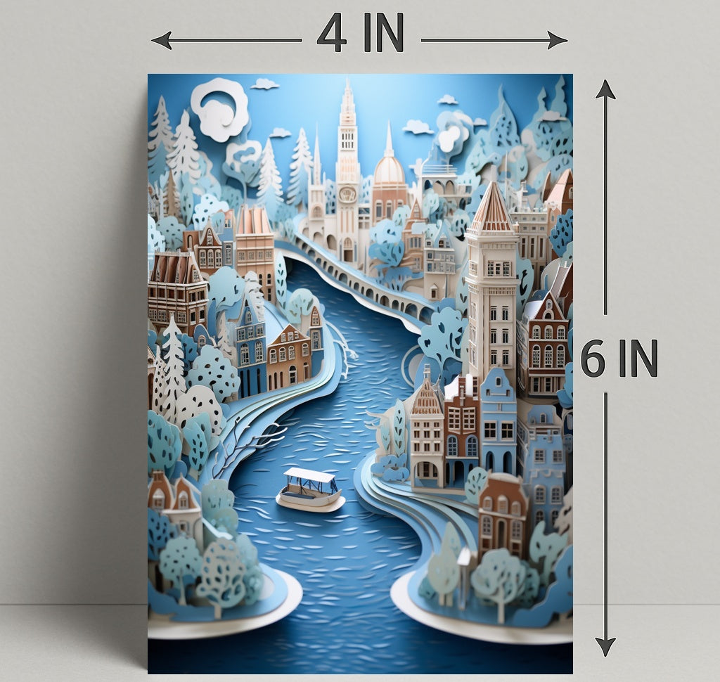 Whimsical River Cityscape Poster