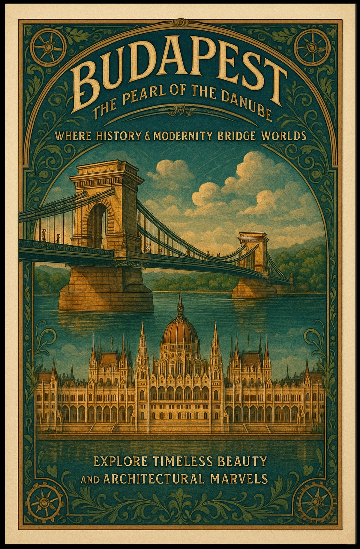Budapest The Pearl Of The Danube Poster